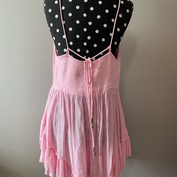 Free People Pink Ruffled Romper Medium - Picture 5 of 7